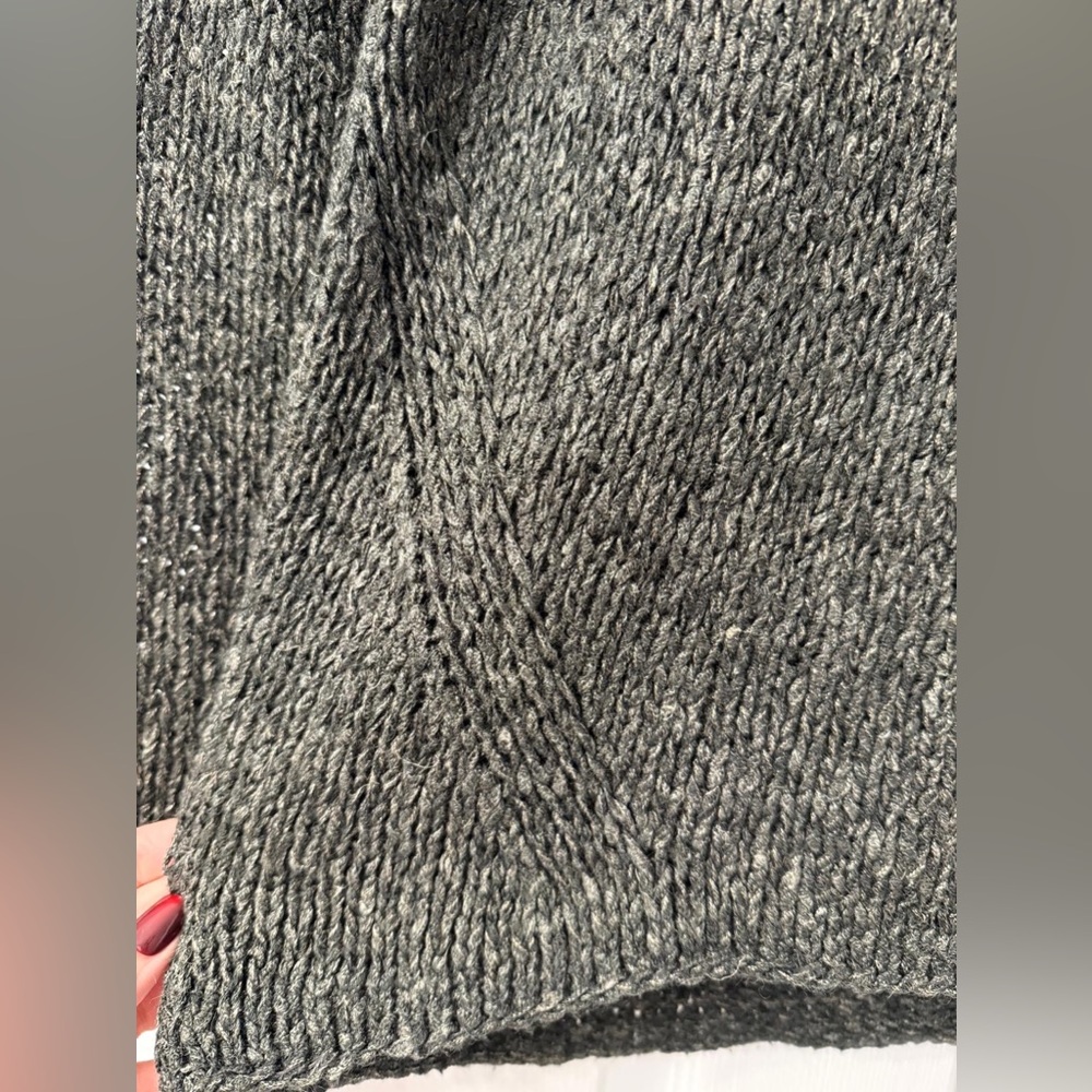 Vince Wool Alpaca Linen Blend Chunky Knit V-Neck Sweater Small Charcoal Gray - Picture 5 of 9